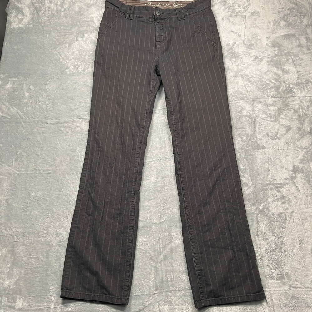 Y2K EDC by Esprit Mens Crow Fit Button Fly Pants Charcoal Pinstripe Cotton 31x34